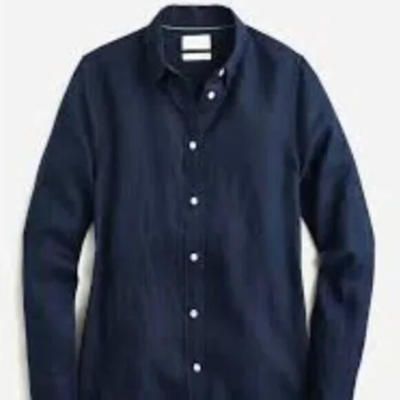 J. Crew NWT Slim-fit Baird McNutt Irish linen shirt, Navy, size 8 - Picture 2 of 5